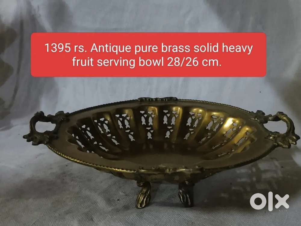 Antique pure brass solid heavy fruit bowl