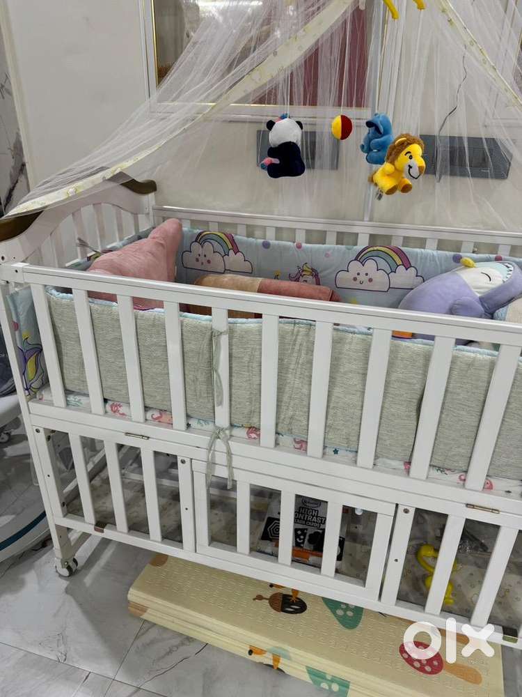 Wooden Cot adjustable with Bed with mattress