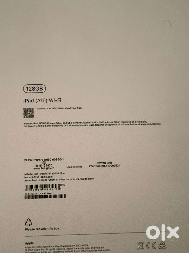 BRAND NEW iPAD 16 A128 gb (wifi)