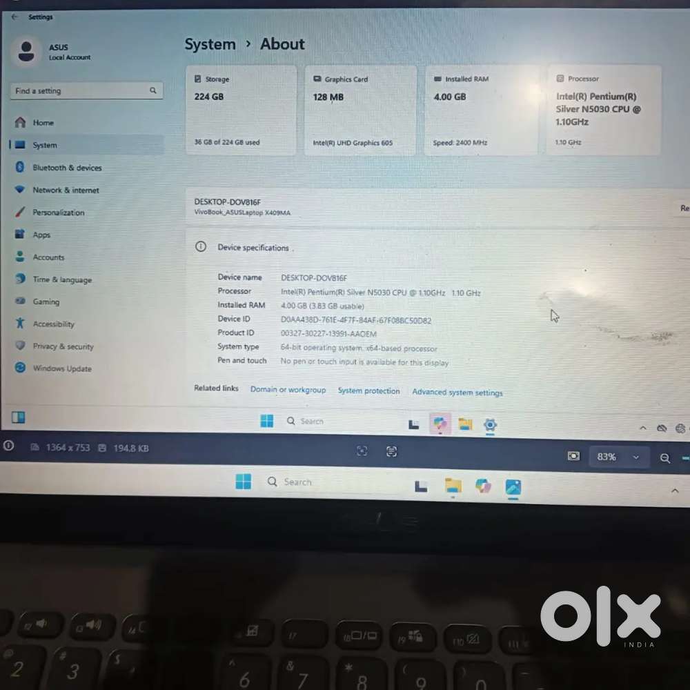 ASUS VivoBook X409MA  4GB RAM  256GB SSD  Keyboard not working