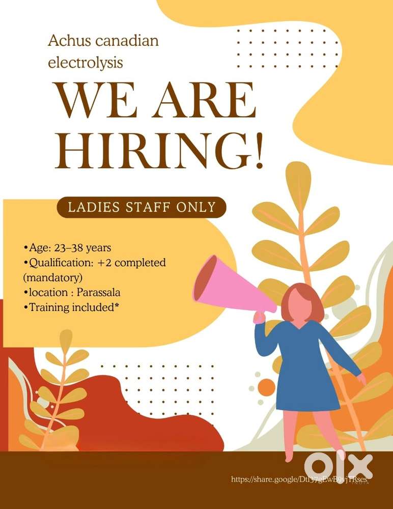 Lady staff needed for a hair removal clinic