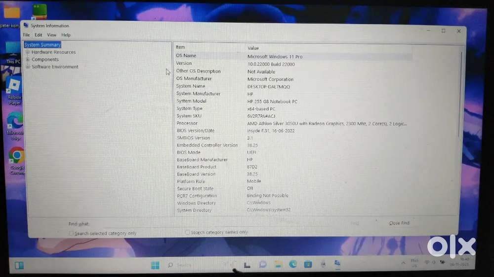 HP 255 G8 Laptop  Windows 11 Pro  4GB RAM  1TB HDD