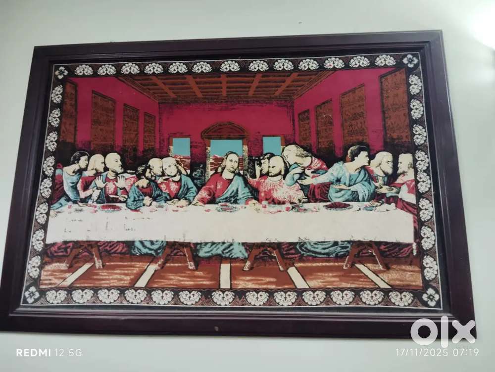 Jesus Last Supper Large photo frame. Size: 5*3.5 feet. Imported cloth