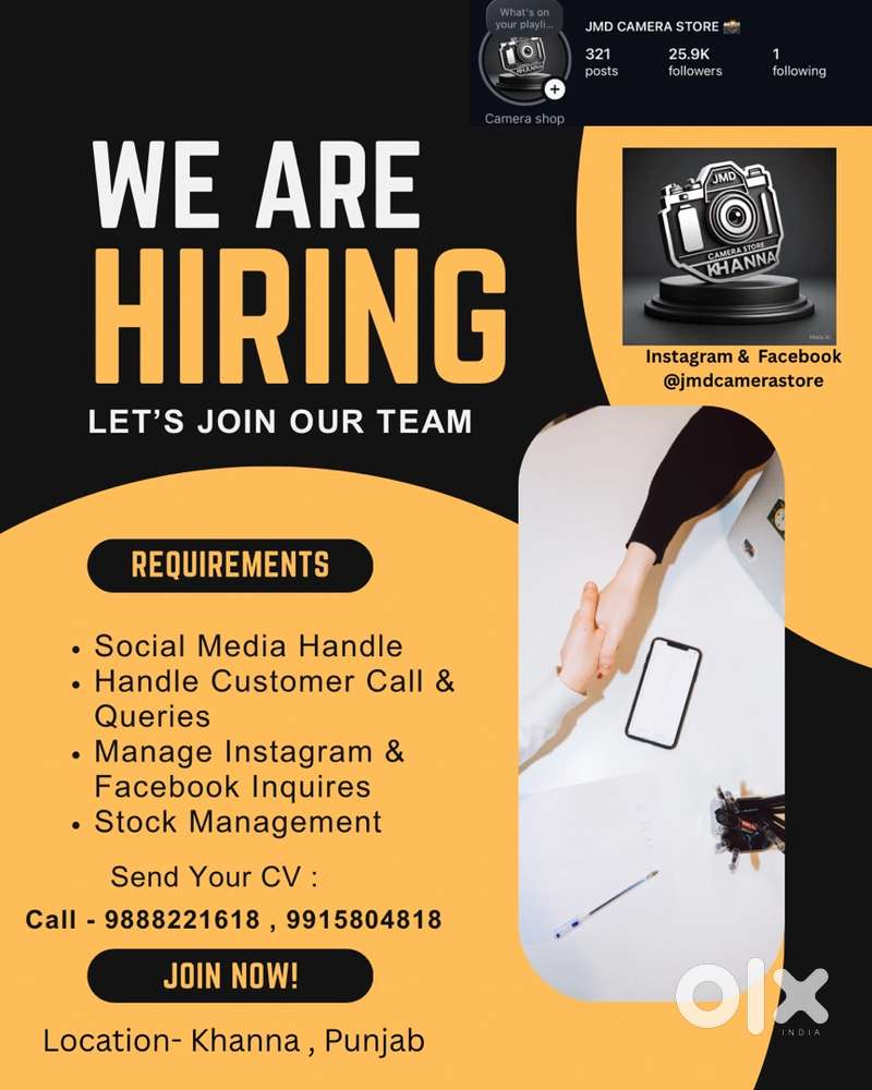 sales and purchase , social media handling , inventory managment