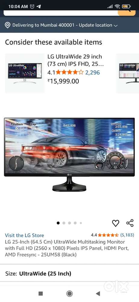 lG monitor ultrawide 25- inch with mountup monitor stand for desk