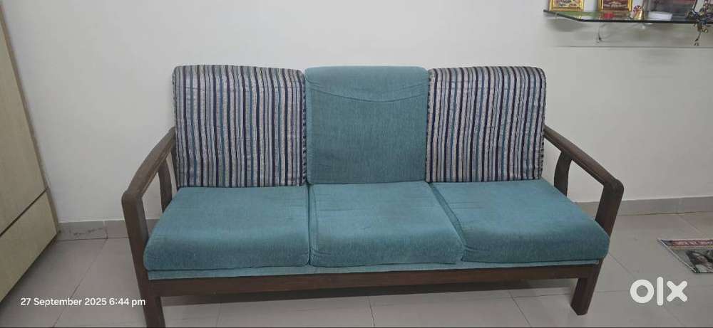 Sofa (3 seater) with teak wood frame