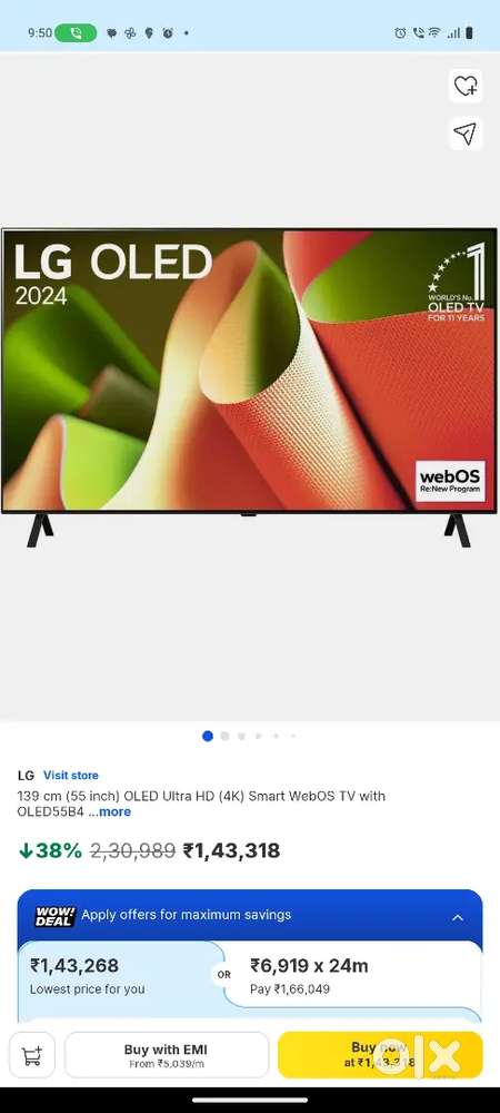 LG 139 cm (55 inch) OLED Ultra HD (4K) Smart WebOS TV