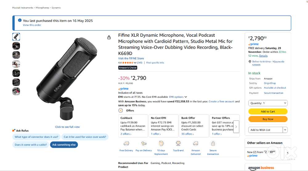 Fifine XLR Dynamic Microphone