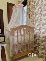 Wooden Baby Cot Crib with Mattress, Bath Chair and other items