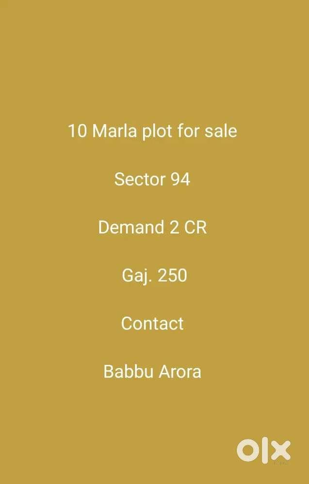 10 Marla plot for sale sector 94 Gaj 250