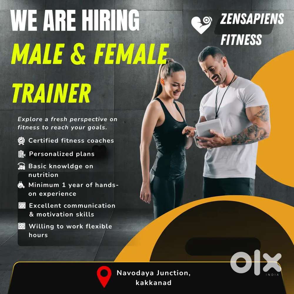 Hiring Gym Trainer /coach (Male/Female) – Premium GYM, Kakkanad
