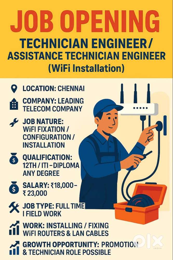 Airtel Hiring – WiFi Installation Engineer /  ( ANY QUALIFICATION )