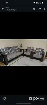 Sofa set of  3+1+1 wooden removable cushions
