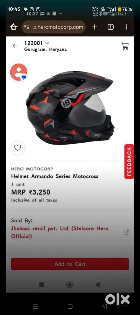 Hero MotoCorp Helmet Armando Series Motocross