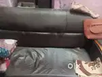 Black leather sofa