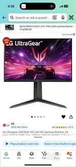 LG Ultragear 24GS65F 180hz 24 inch Gaming Monitor with Gsync