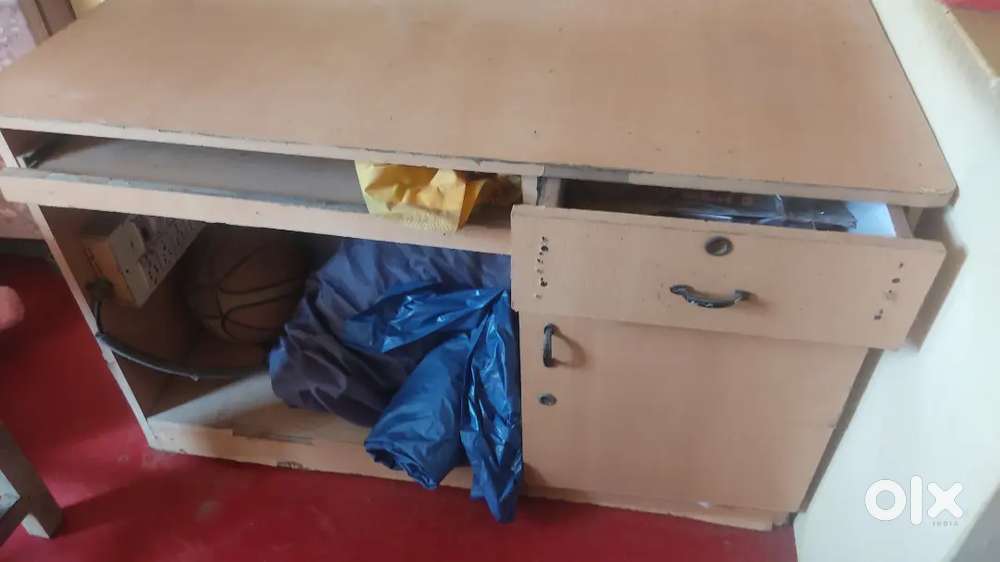 Computer table with big storage cabins