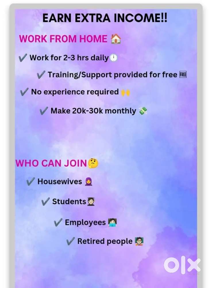 Work from home (No investment and qualification required)