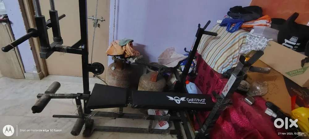 Go Fit Pro [ 20 in 1 double support black multipurpose fitness bench