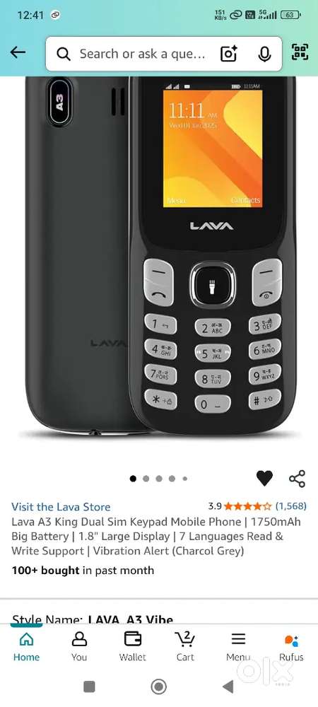 Lava A3 Keypad mobile