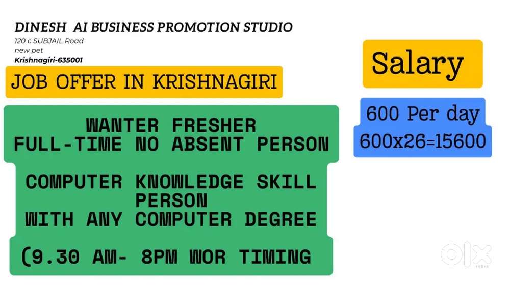 Need No Absent regular person for work with any Computer Degree