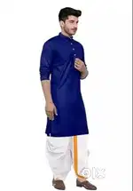 TRENDY SILK KURTA/JIPPA  KACHE  PANCHA PANJAKAJAM  DHOTI SET FOR MENS