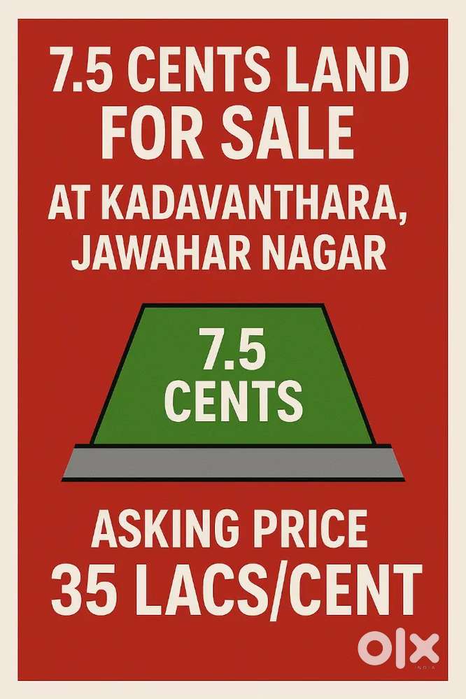 7.5cents Of Land For Sale at Kadavanthara, Jawahar Nagar