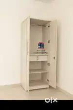 Stylish 2-Door Wooden Wardrobe with Mirror & Storage