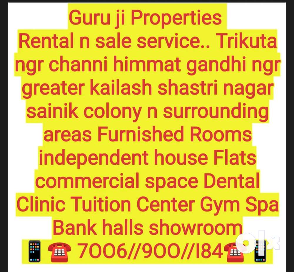 Providing on Rent in posh areas Gandhi Trikuta Shastri Nagar Channi