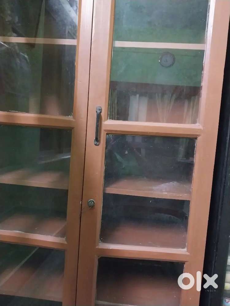 Glass front book/crockery cupboard