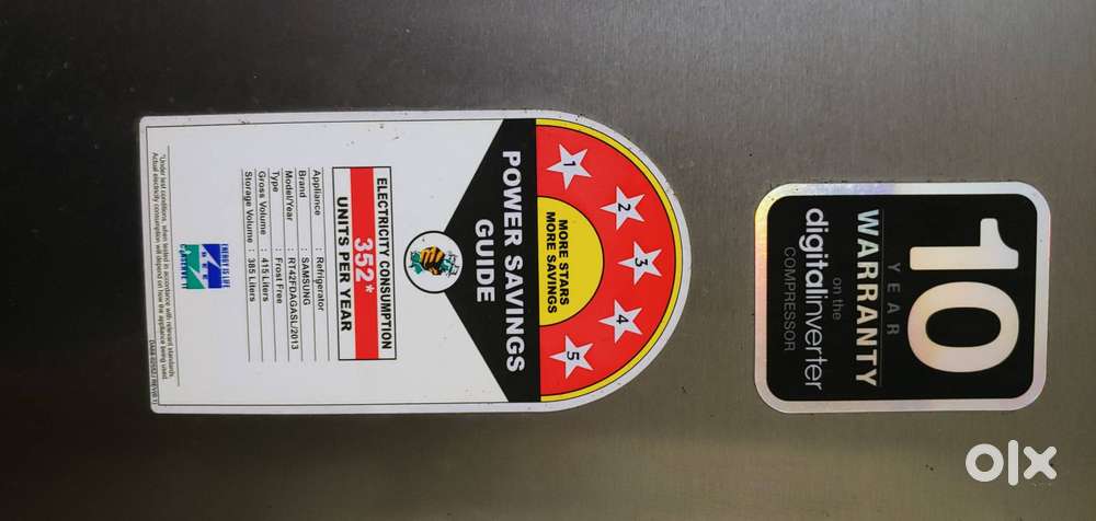 5 star rated Samsung Inverter fridge 415 litres double door