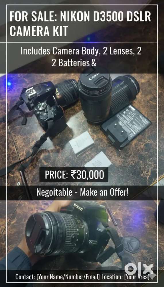 Nikon D3500 DSLR Camera Kit - With 2 Lenses & Accessories