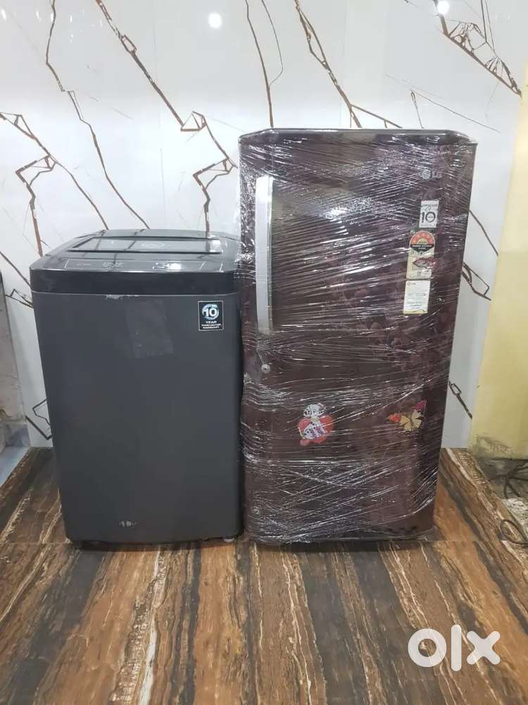 Lg single door refrigerator and Godrej eon top load washing machine $