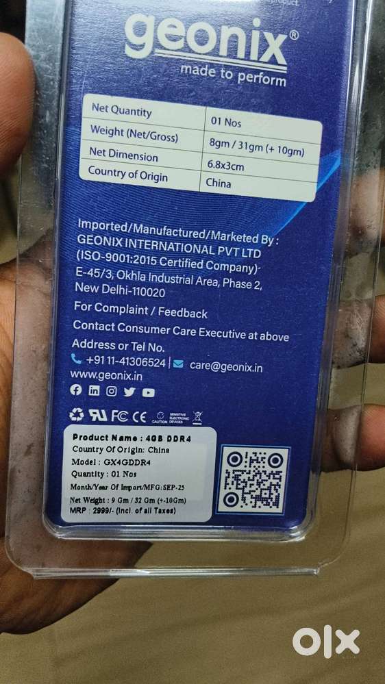 Unused GEONIX 4GB DDR4 Laptop RAM - Brand New (Purchased 1 Day Ago)