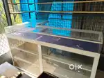Wooden shelf with glass for shops in