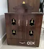 Wooden Temple Mandir for Home with Door Cabinets
