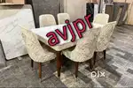 New six seater italian marbal top dining table with chairs
