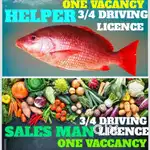 Veg shop experienced salesman.& fish shop helper ( 3/4 wheel licence
