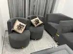 8months old 9seater sofa with glass table