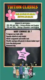Tuition classes available for 6th-12th class students