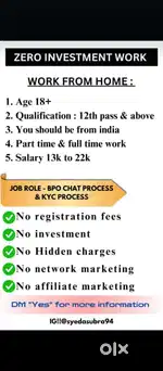 Without investment work from home job