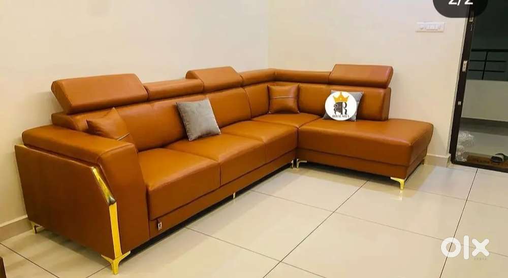 3 seater sofa with longer and handle with golden stand with beautiful