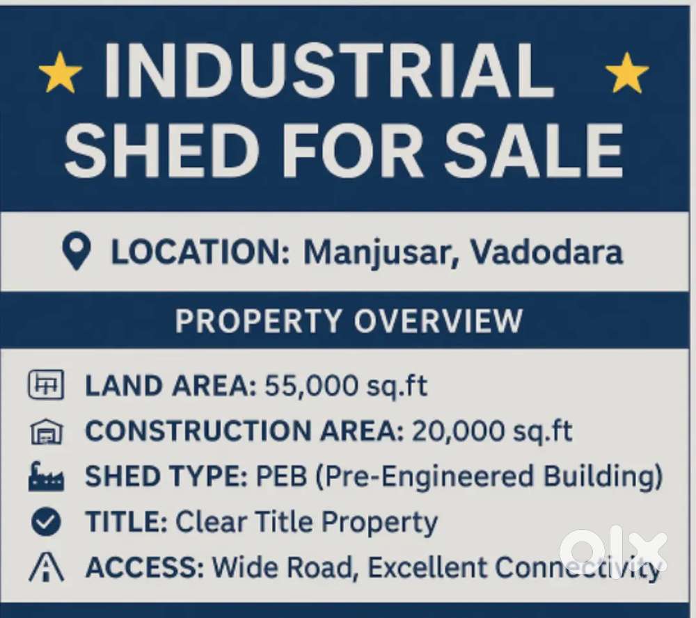 20k shed in 55 k plot,gidc manjusar