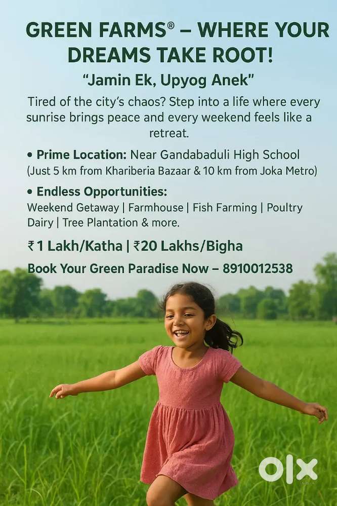 2/3/4/5 Katha Farmland Available for sale near Joka Swaminarayan templ