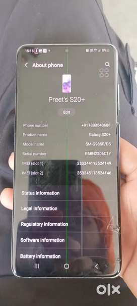 S20 plus edge green line and Glass crack