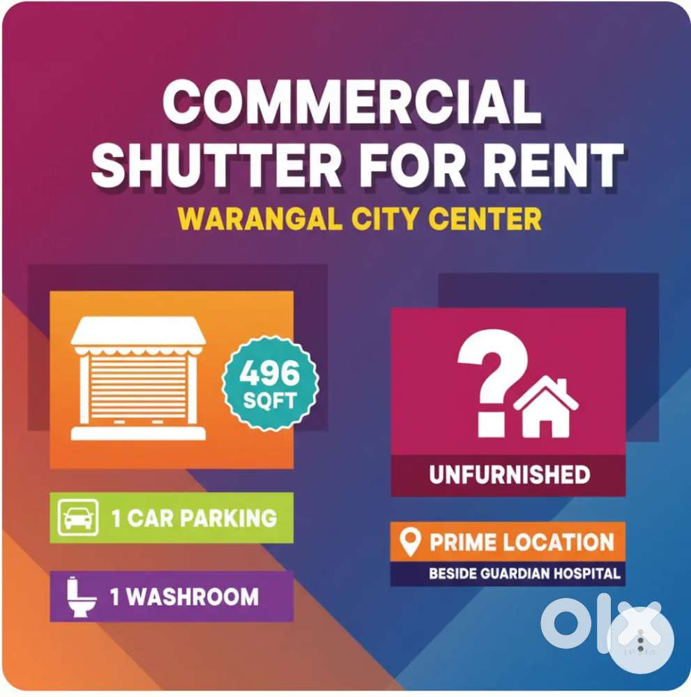 Shutter for rent for offices/business/clinics