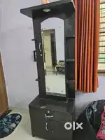 Stylish Black Dressing Table with Mirror and Storage