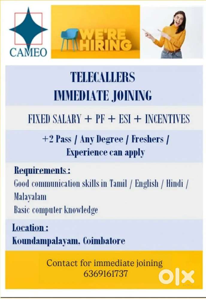 Need telecallers Male/Female