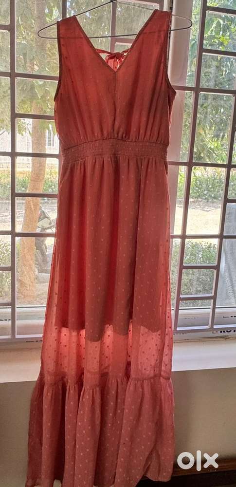 Peach Polka Dot Maxi Dress