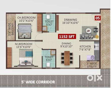 1152 SQ.FT 2bhk flat Ready to occupy flat Near ITPL